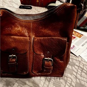 Vintage bag with strap genuine leather